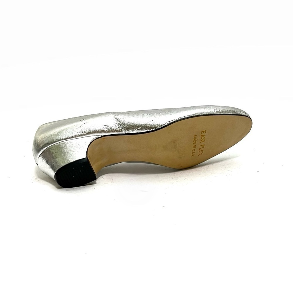 Vintage 1990s silver metallic leather slip on formal kitten heels - Picture 8 of 8